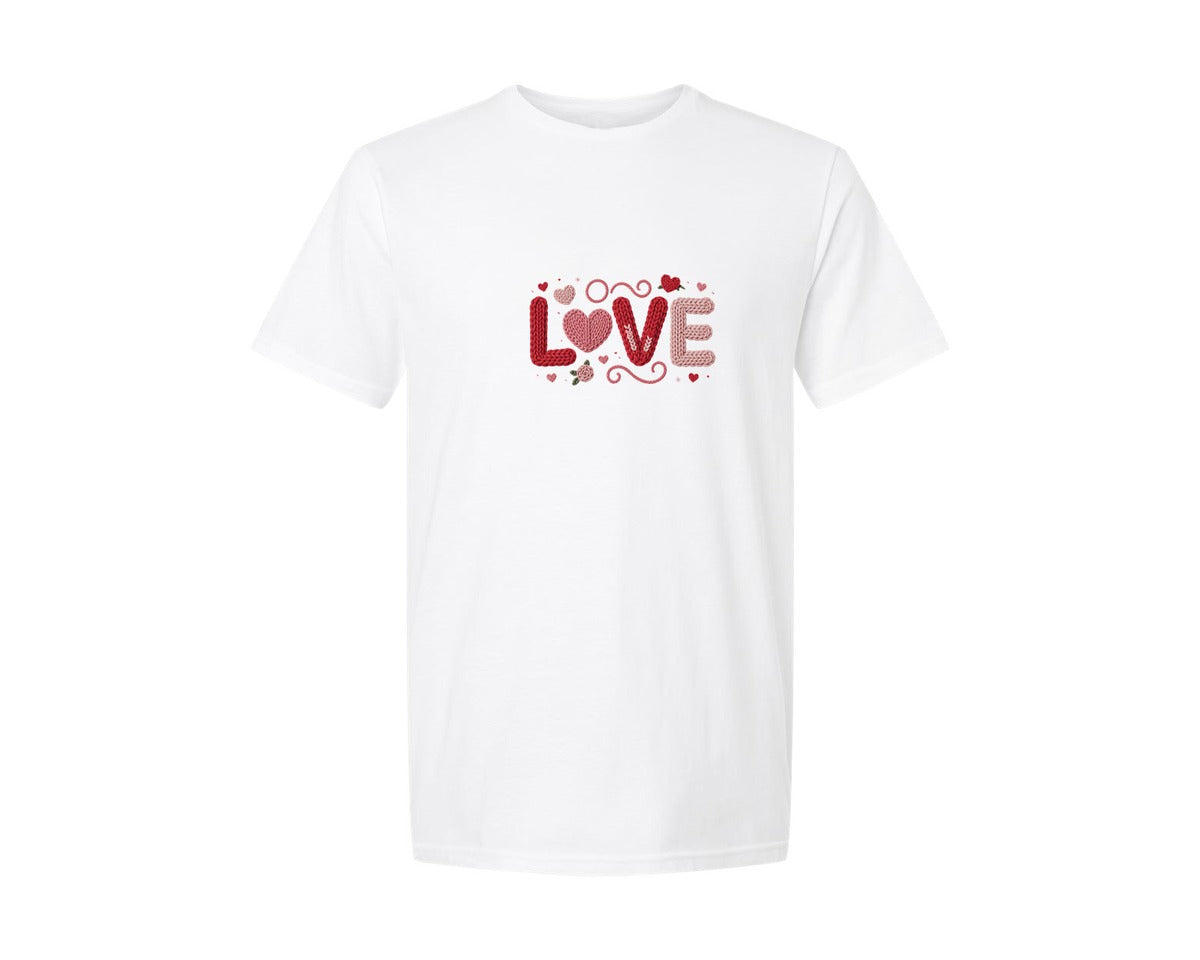 brand:Generic|color:White|Crochet Love Valentine Graphic T-Shirt