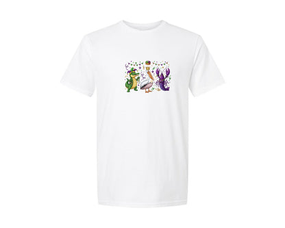 brand:Generic|color:White|Cute Mardi Gras Animal Graphic T-Shirt