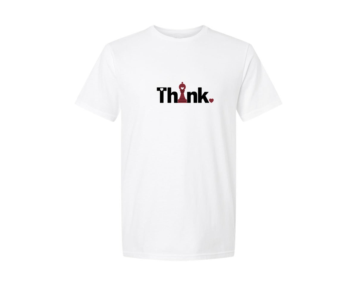 brand:Generic|color:White|Think Valentine Chess Lover Shirt Graphic T-Shirt