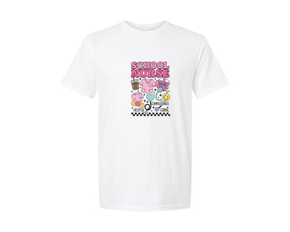 brand:Generic|color:White|School Nurse 19 Graphic T-Shirt