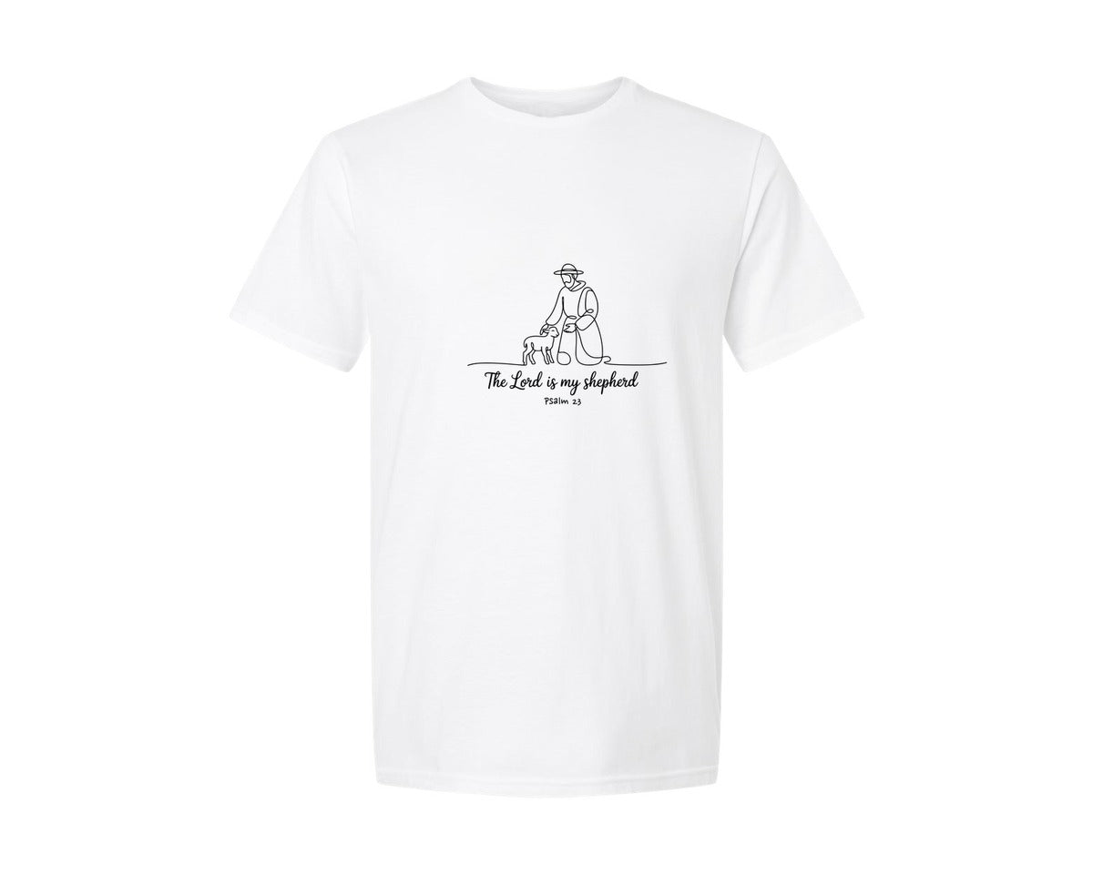 brand:Generic|color:White|The Lord Is My Shepherd Bible Verse Graphic T-Shirt