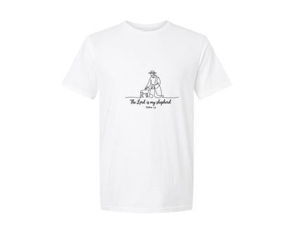 brand:Generic|color:White|The Lord Is My Shepherd Bible Verse Graphic T-Shirt