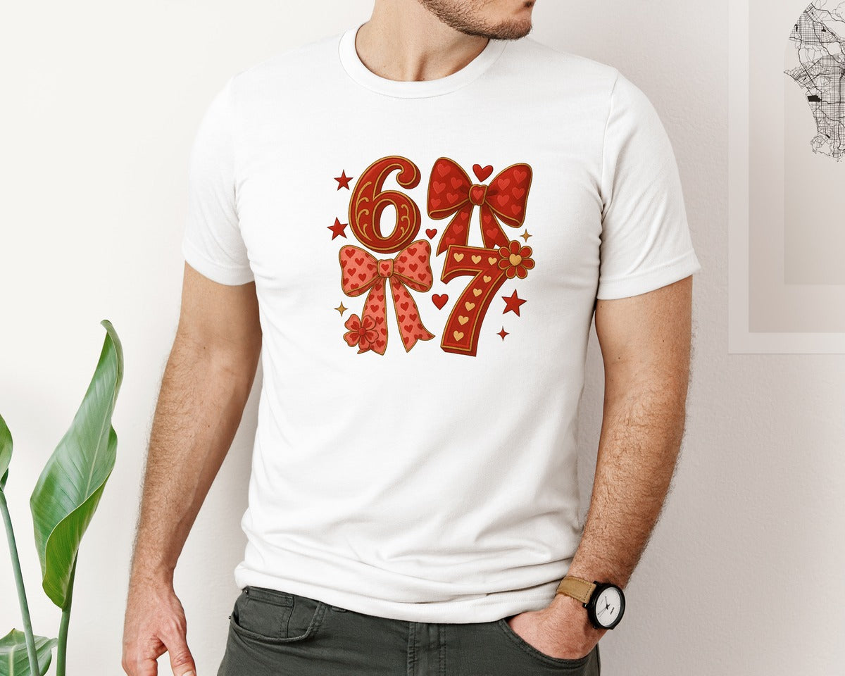 brand:Bella Canvas|color:White|Six Seven Valentine Funny Humor Graphic T-Shirt
