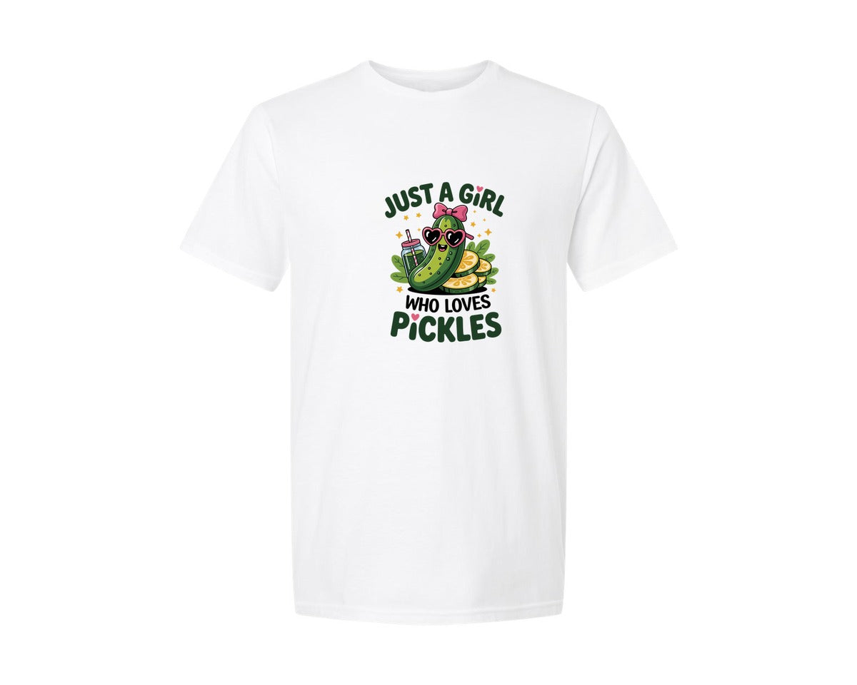 brand:Generic|color:White|Just A Girl Who Loves Pickles T Shirt 3 Graphic T-Shirt