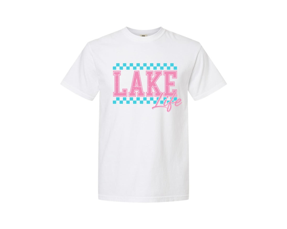 brand:Comfort Colors|color:White|Lake Life Shirt Retro Lake Art Graphic T-Shirt