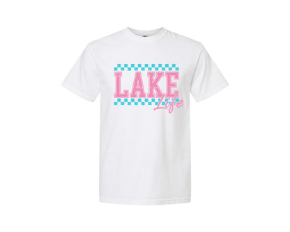 brand:Comfort Colors|color:White|Lake Life Shirt Retro Lake Art Graphic T-Shirt