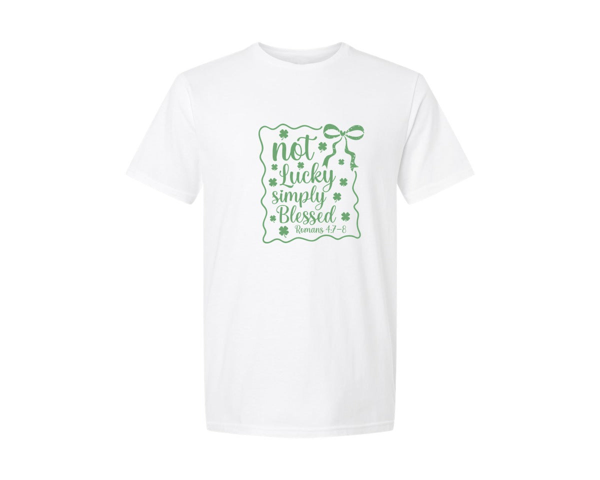 brand:Generic|color:White|Not Lucky Simply Blessed Graphic T-Shirt