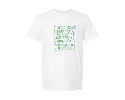 brand:Generic|color:White|Not Lucky Simply Blessed Graphic T-Shirt