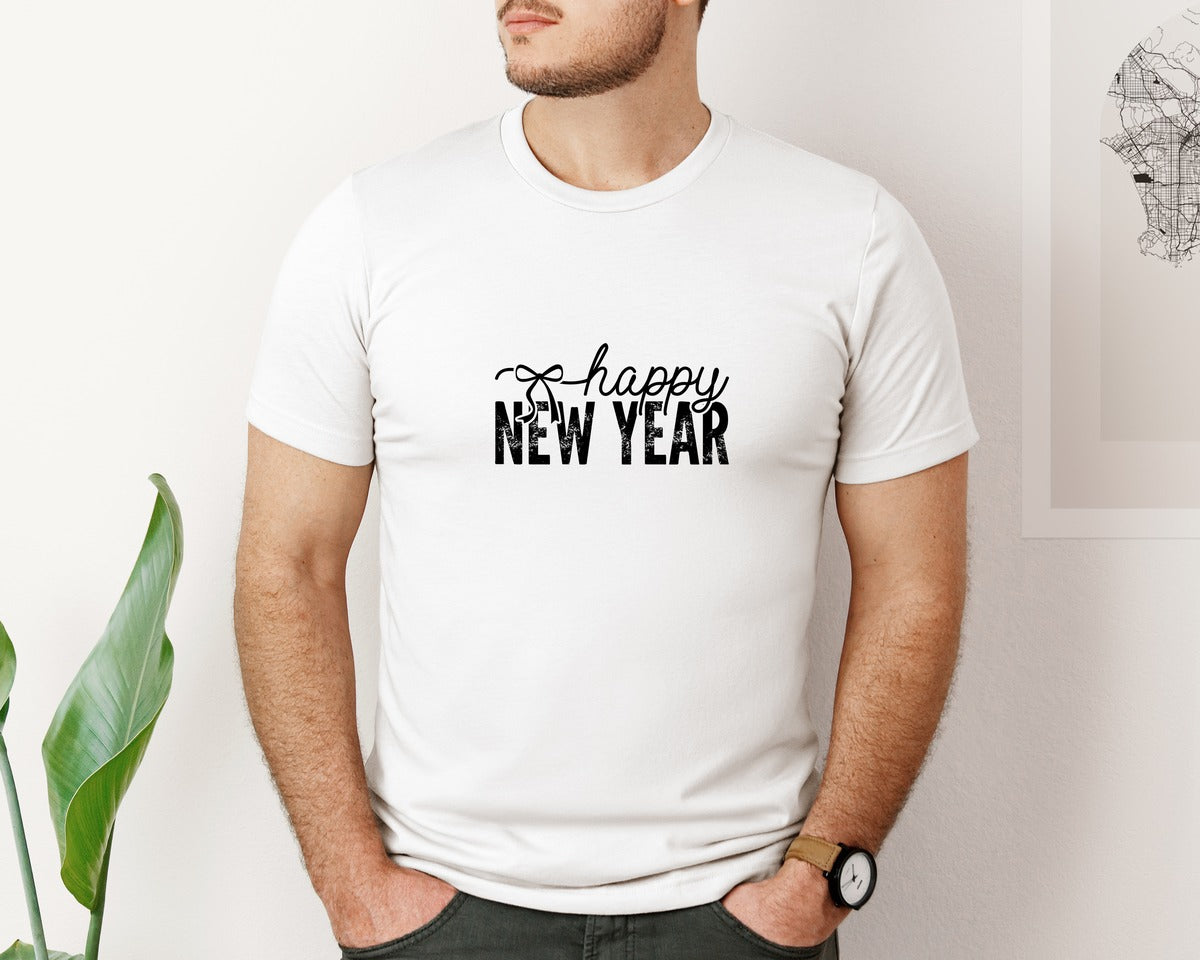 brand:Bella Canvas|color:White|Happy New Year Coquette Svgnew Year 2 Graphic T-Shirt