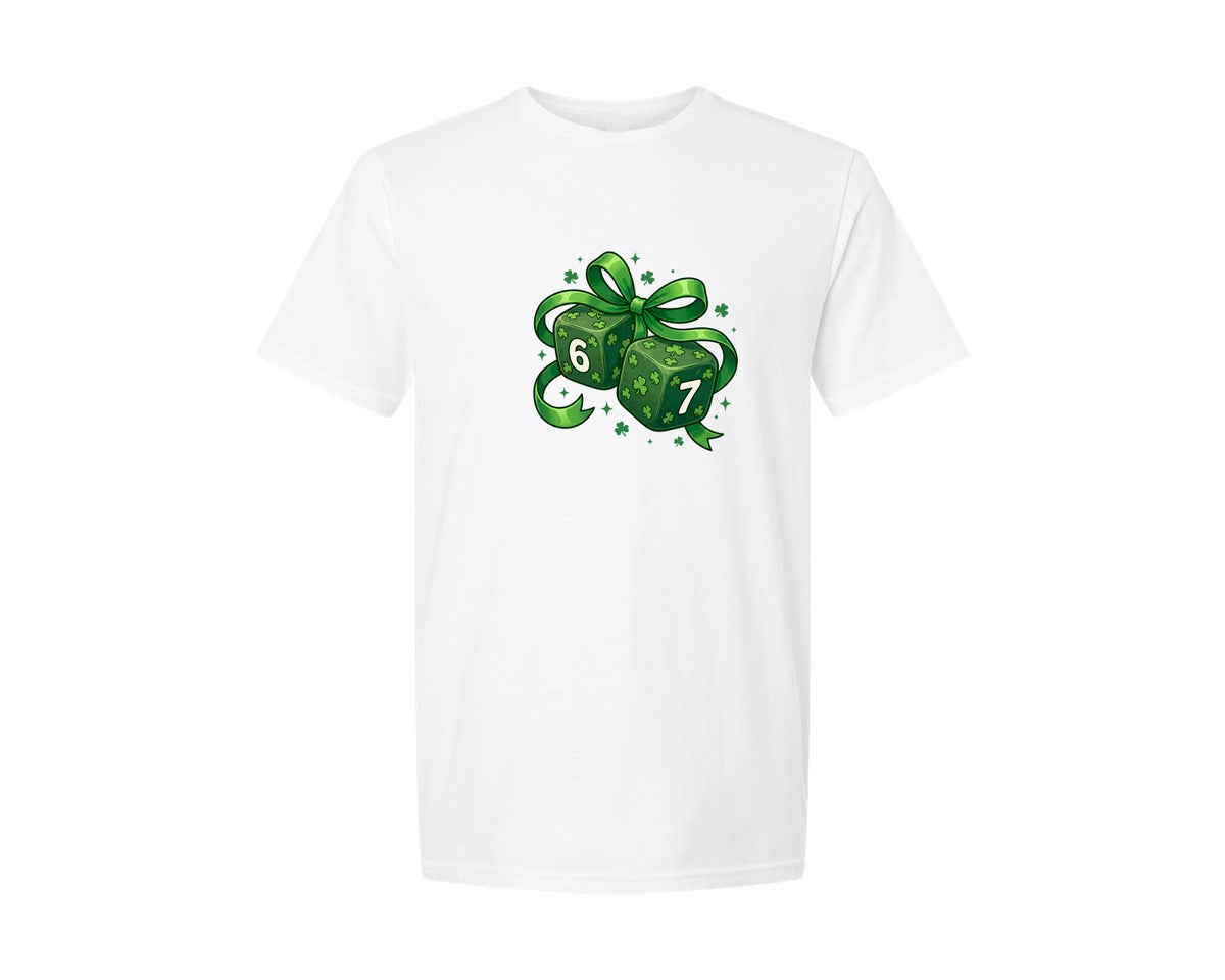 brand:Generic|color:White|St Patricks Day 67 Lucky Dice Graphic T-Shirt