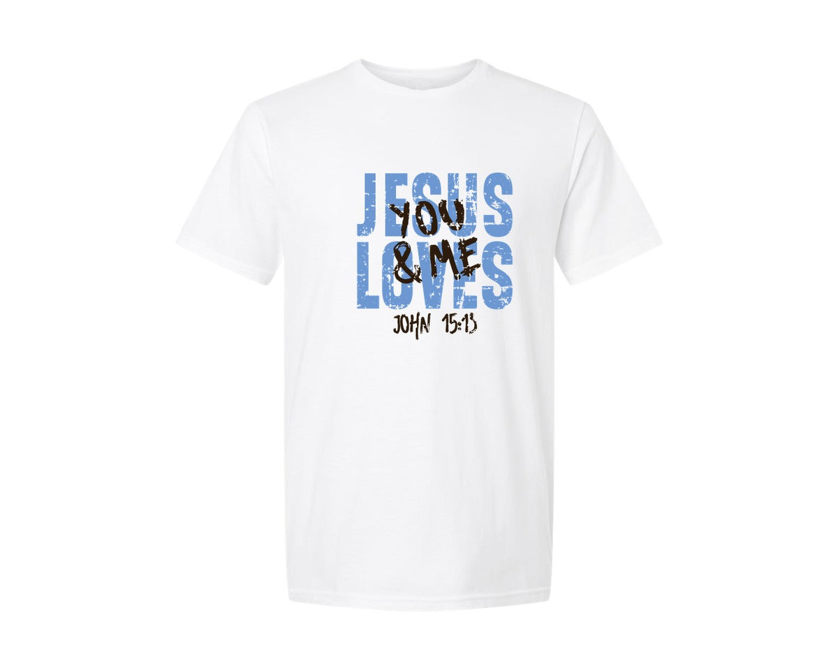 brand:Generic|color:White|Jesus Loves You And Me Svgchristian Graphic T-Shirt