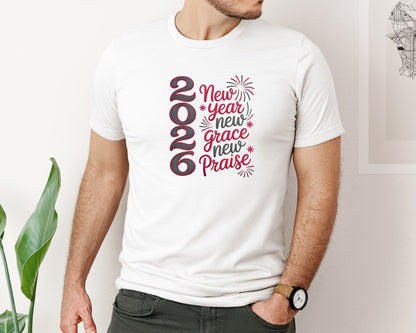 brand:Bella Canvas|color:White|2026 New Year New Grace New Praise 7 Graphic T-Shirt