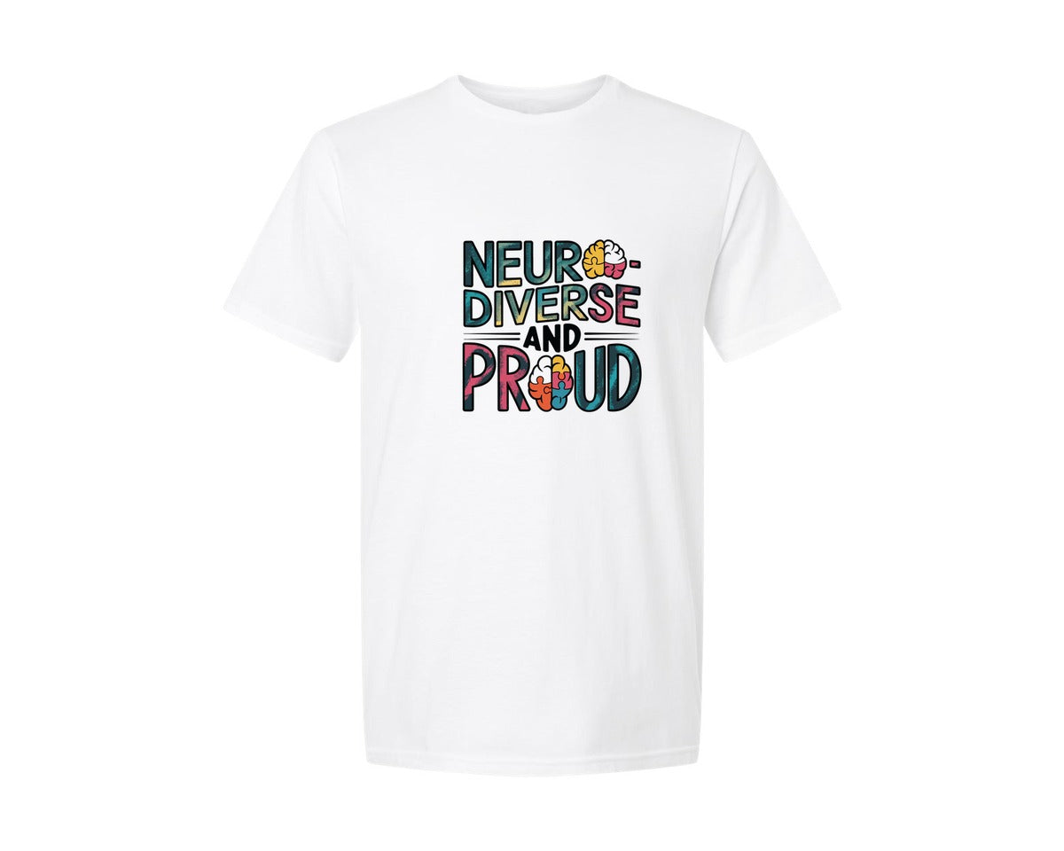 brand:Generic|color:White|Neuro Diverse And Proud Autism Shirt Graphic T-Shirt