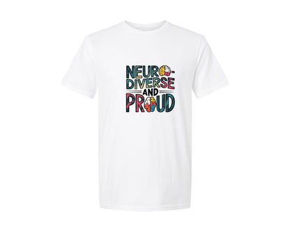 brand:Generic|color:White|Neuro Diverse And Proud Autism Shirt Graphic T-Shirt