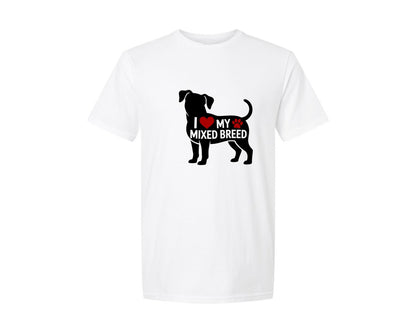 brand:Generic|color:White|I Love My Mixed Breed Dog Ai Graphic T-Shirt