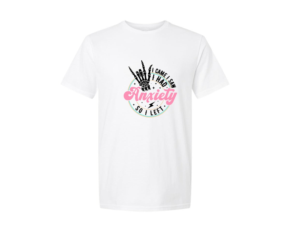 brand:Generic|color:White|I Came I Saw I Had Anxiety Graphic T-Shirt