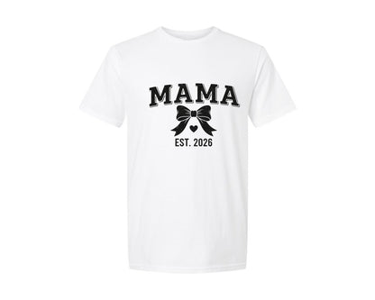 brand:Generic|color:White|Mama Established Bow Vintage Design Graphic T-Shirt