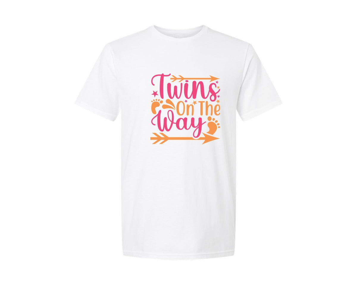 brand:Generic|color:White|Twins On The Way Newborn Design 3 Graphic T-Shirt