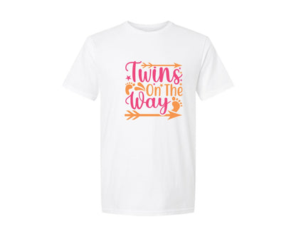 brand:Generic|color:White|Twins On The Way Newborn Design 3 Graphic T-Shirt