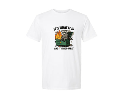 brand:Generic|color:White|Funny Dumpster Racoon Graphic T-Shirt
