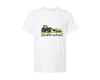 brand:Generic|color:White|Pushin My Luck St Patricks Day 3 Graphic T-Shirt