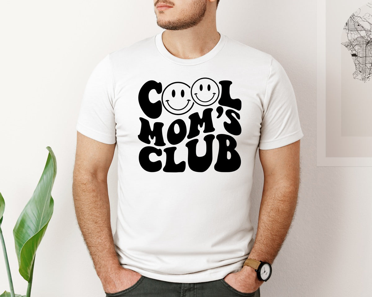 brand:Bella Canvas|color:White|Cool Moms Club Wavy 2 Graphic T-Shirt