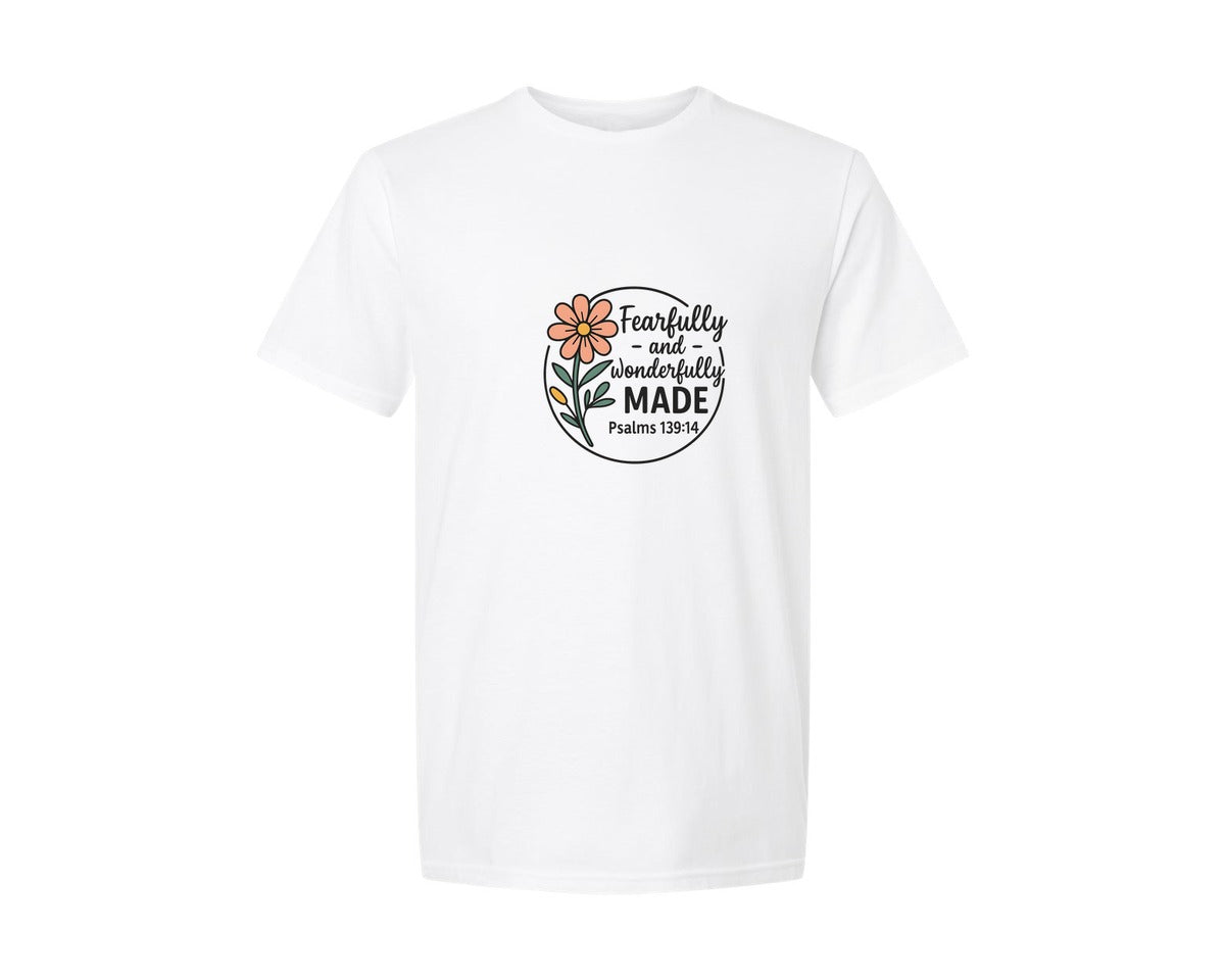 brand:Generic|color:White|Fearfully And Wonderfully Made Psalm Graphic T-Shirt
