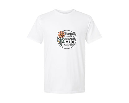 brand:Generic|color:White|Fearfully And Wonderfully Made Psalm Graphic T-Shirt