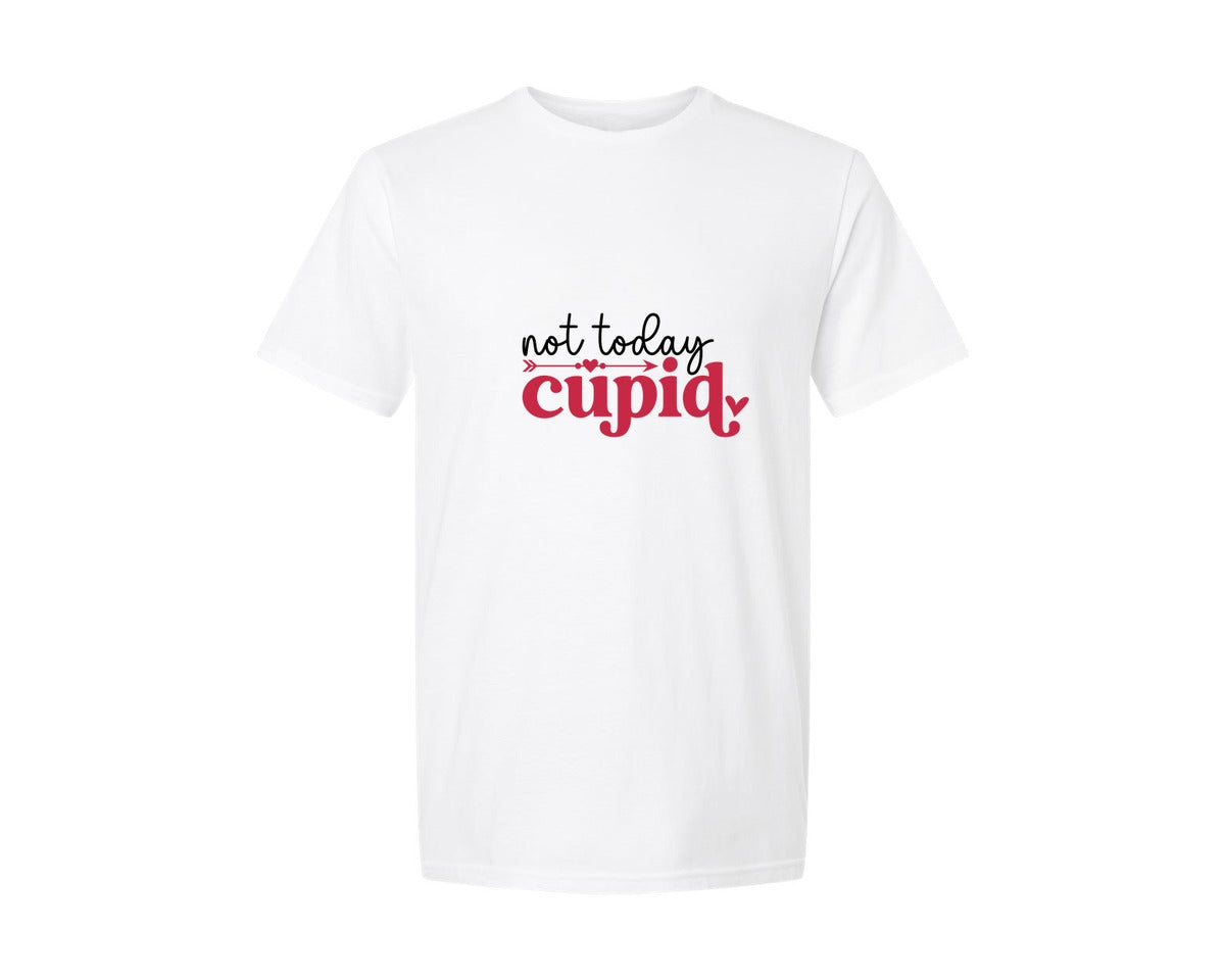 brand:Generic|color:White|Not Today Cupid Valentines Day Graphic T-Shirt