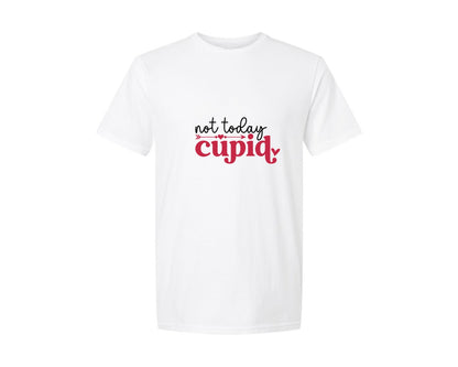 brand:Generic|color:White|Not Today Cupid Valentines Day Graphic T-Shirt