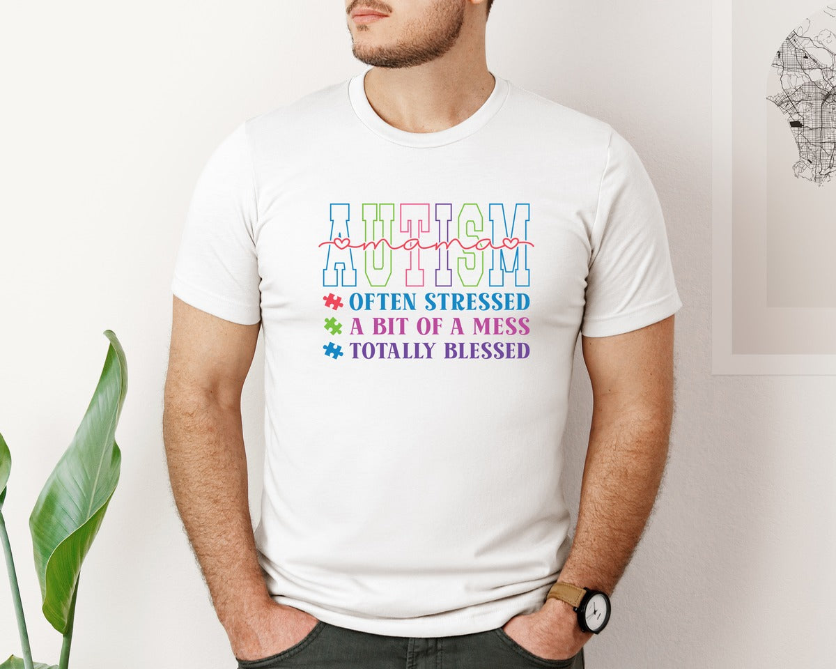 brand:Bella Canvas|color:White|Autism Mama Shirt Autism Mom Shirt Graphic T-Shirt
