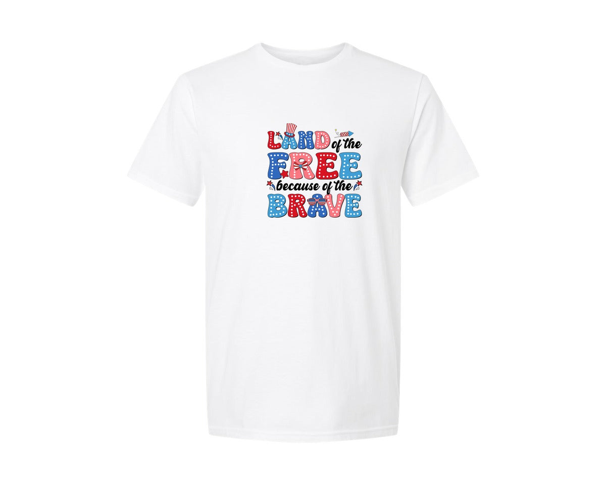 brand:Generic|color:White|Land Of The Free Usa Graphic T-Shirt