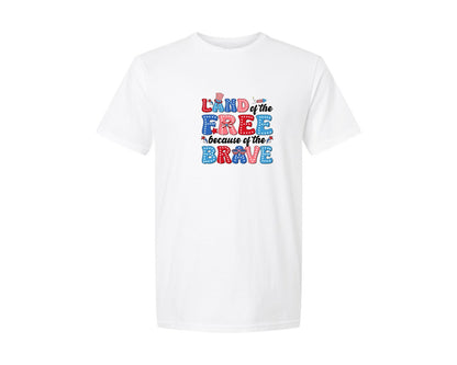 brand:Generic|color:White|Land Of The Free Usa Graphic T-Shirt