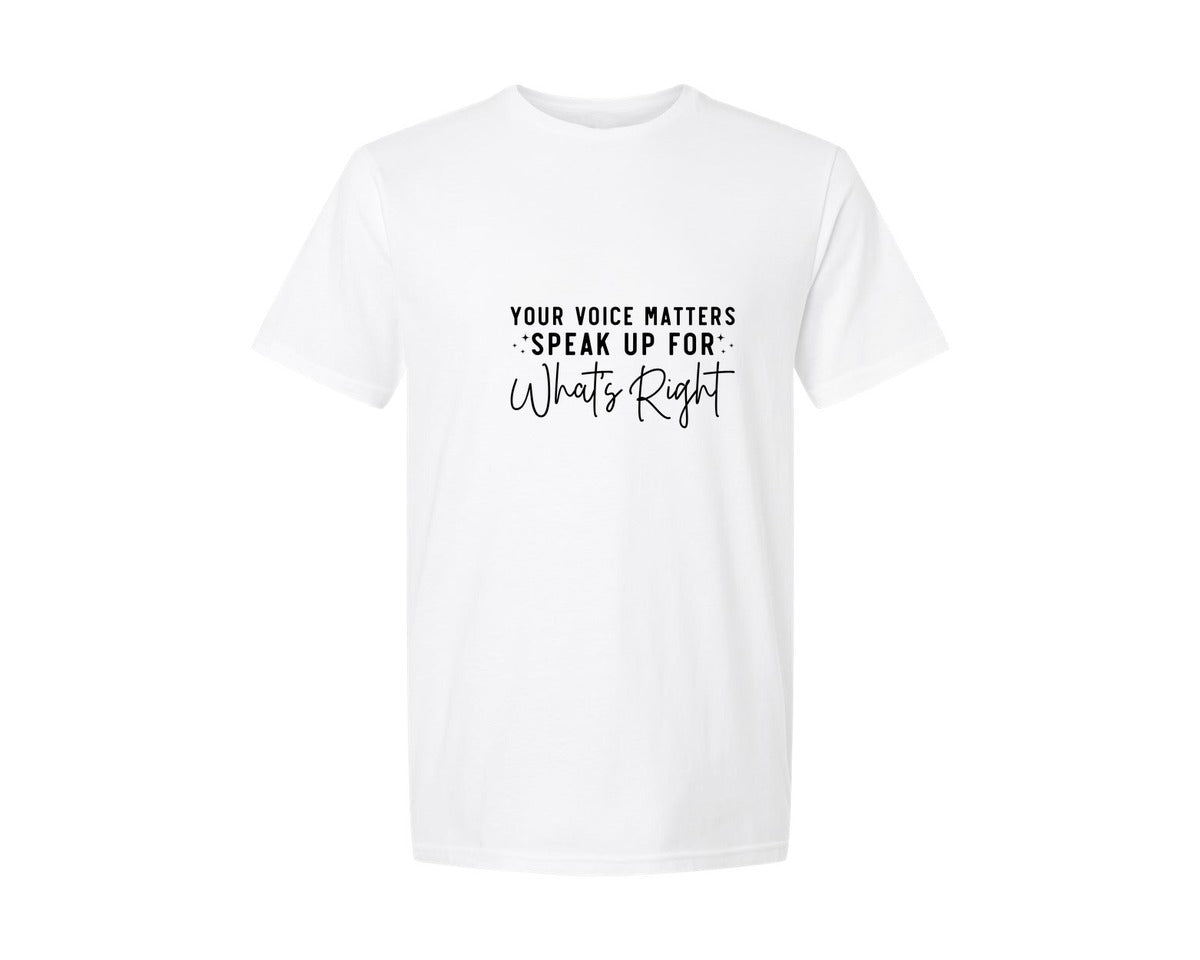 brand:Generic|color:White|Your Voice Matters Speak Up Christi Graphic T-Shirt