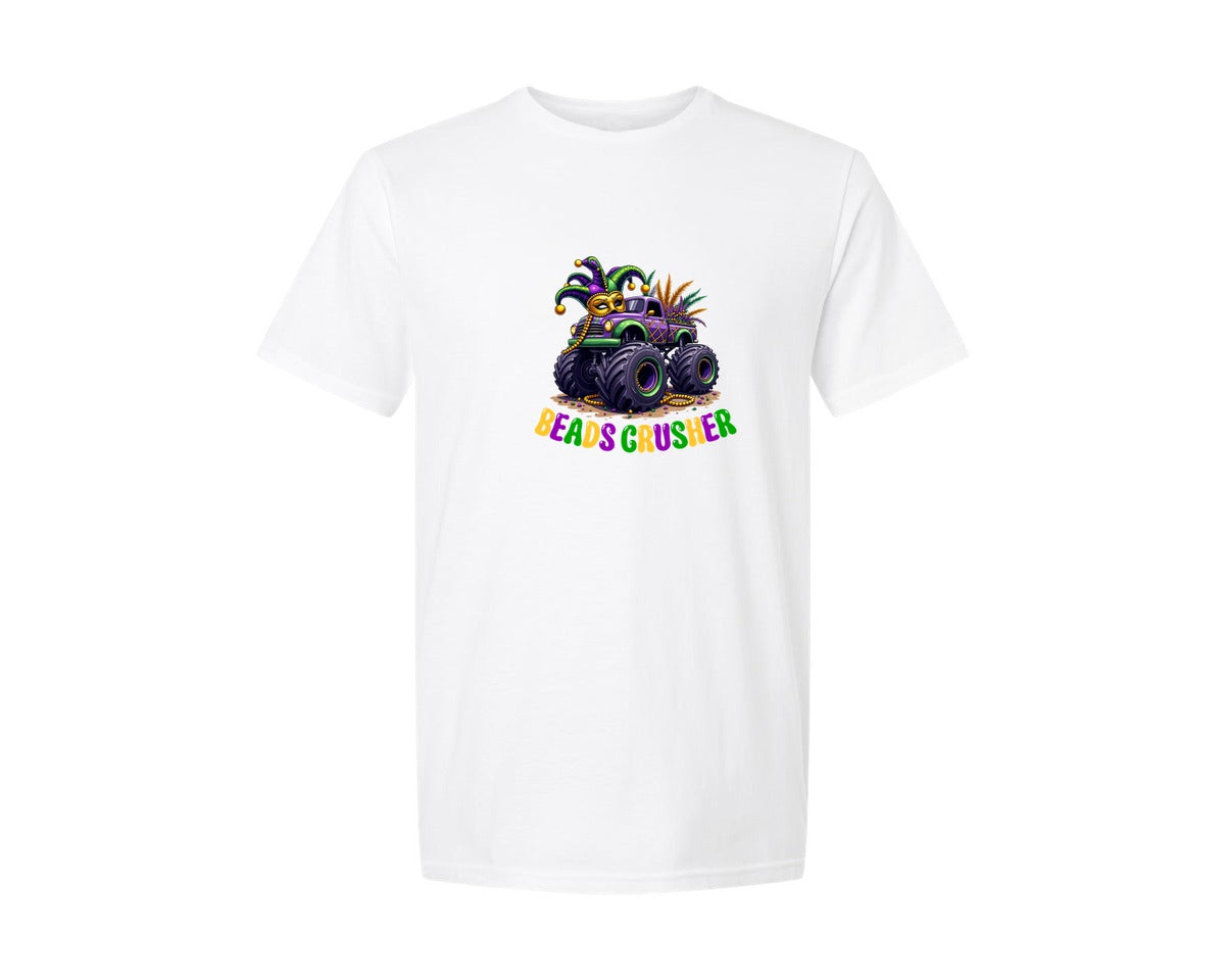 brand:Generic|color:White|Kids Monster Truck Beads Crusher Shirt Graphic T-Shirt