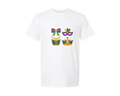 brand:Generic|color:White|Mardi Gras Coquette Festival Graphic T-Shirt