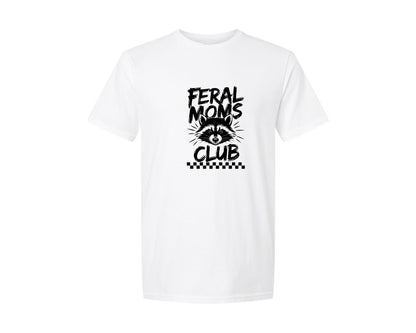 brand:Generic|color:White|Feral Moms Club Mom Life Raccoon Graphic T-Shirt