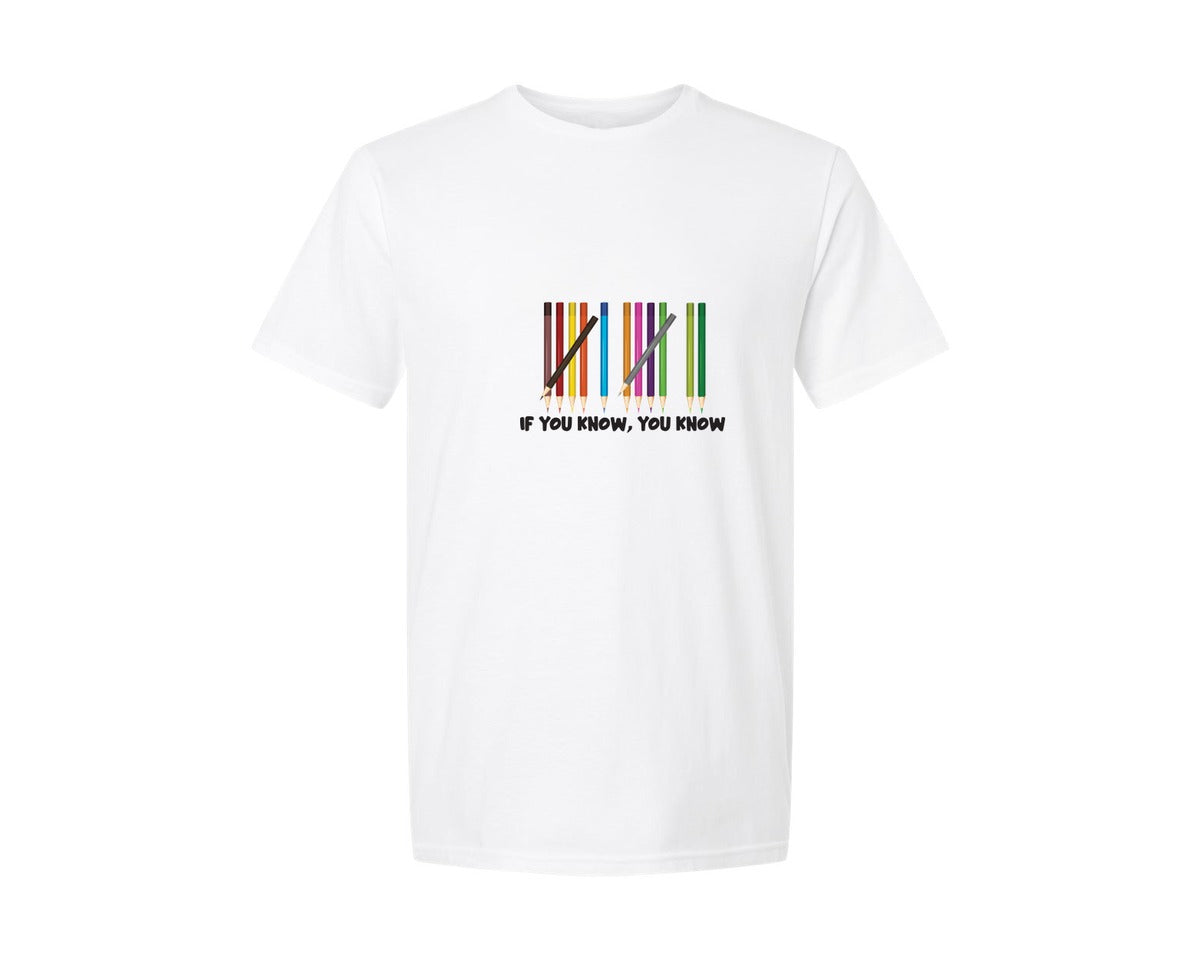 brand:Generic|color:White|If You Know You Know Pencil Teacher Graphic T-Shirt