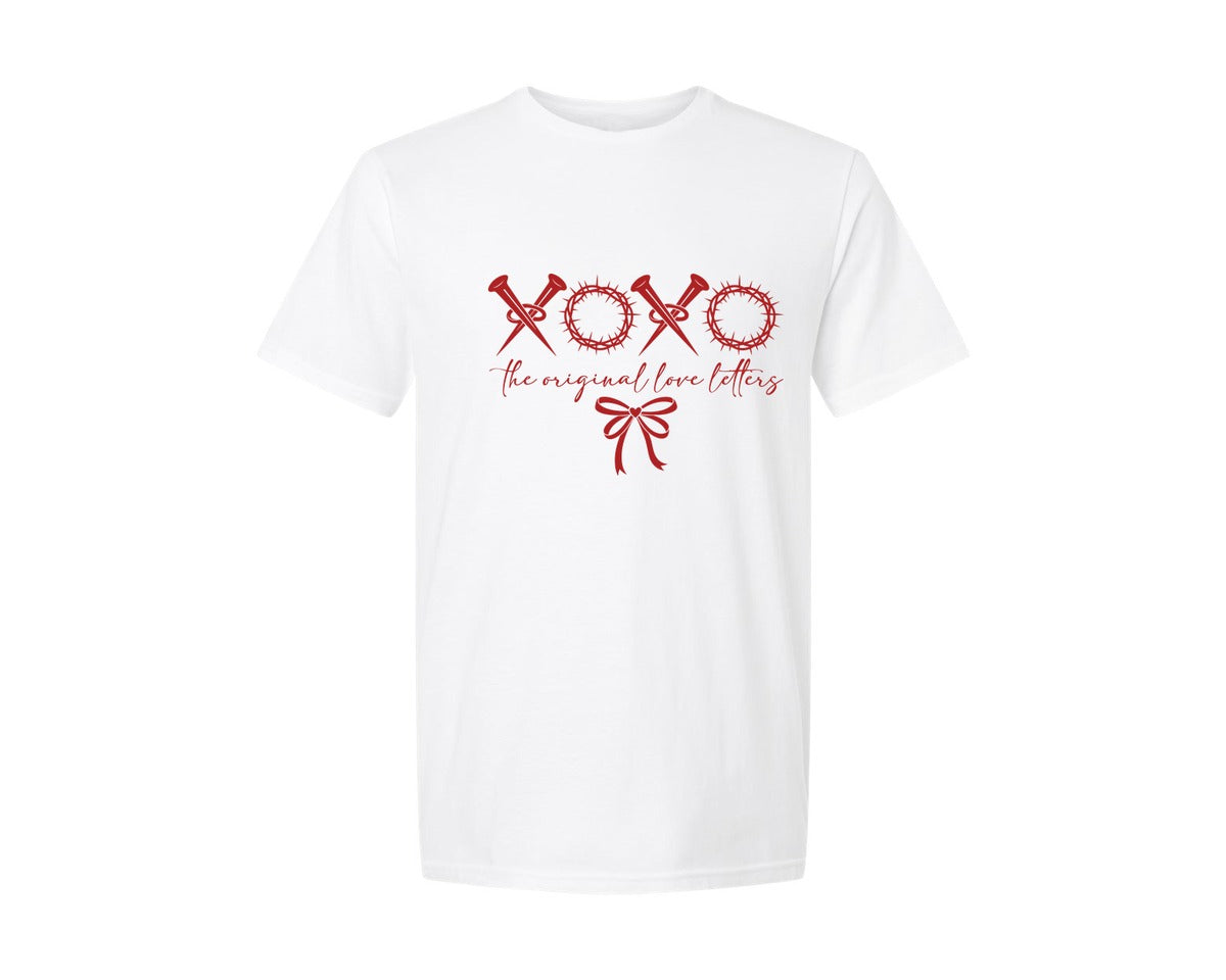 brand:Generic|color:White|Xoxo The Original Love Letters Chri Graphic T-Shirt
