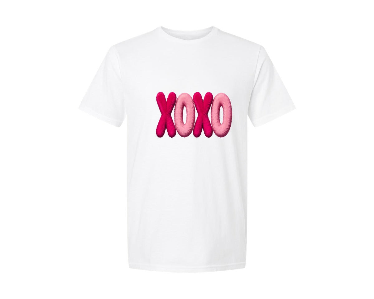 brand:Generic|color:White|Sparkly Valentines Day Faux Xoxo Graphic T-Shirt
