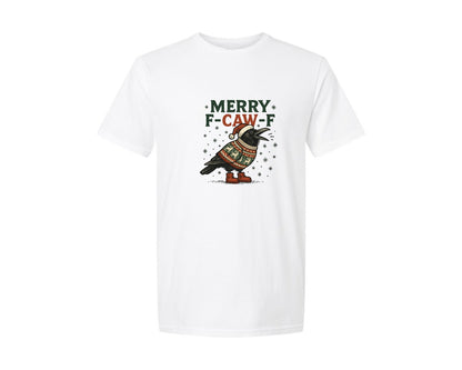 brand:Generic|color:White|Fcawf Funny Crow Merry Fcawf Graphic T-Shirt