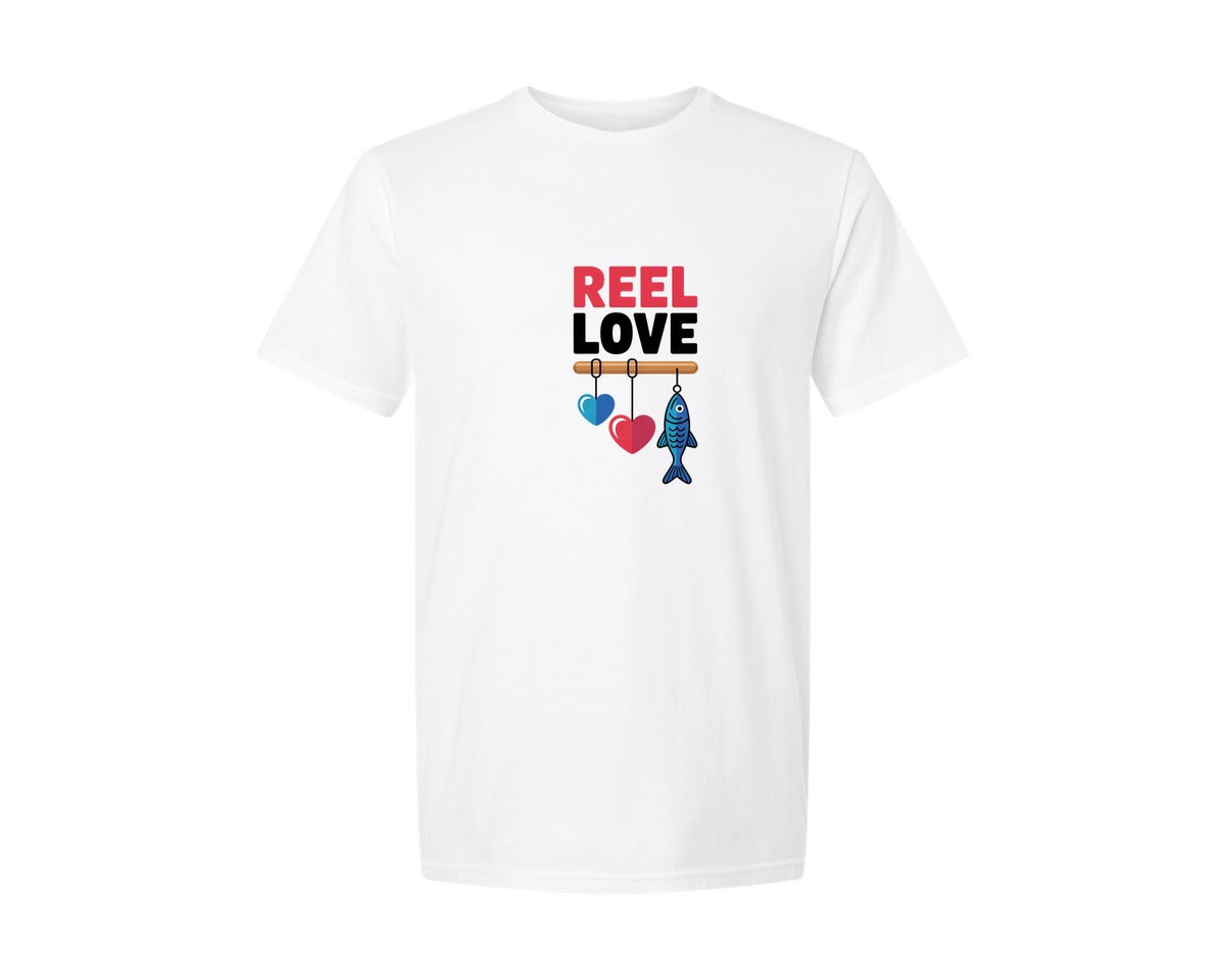 brand:Generic|color:White|Reel Love Boys Valentines Fishing 2 Graphic T-Shirt