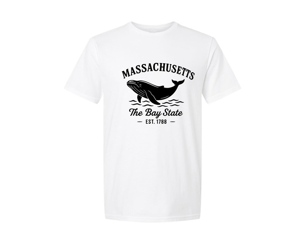 brand:Generic|color:White|Massachusetts The Bay State 2 Graphic T-Shirt