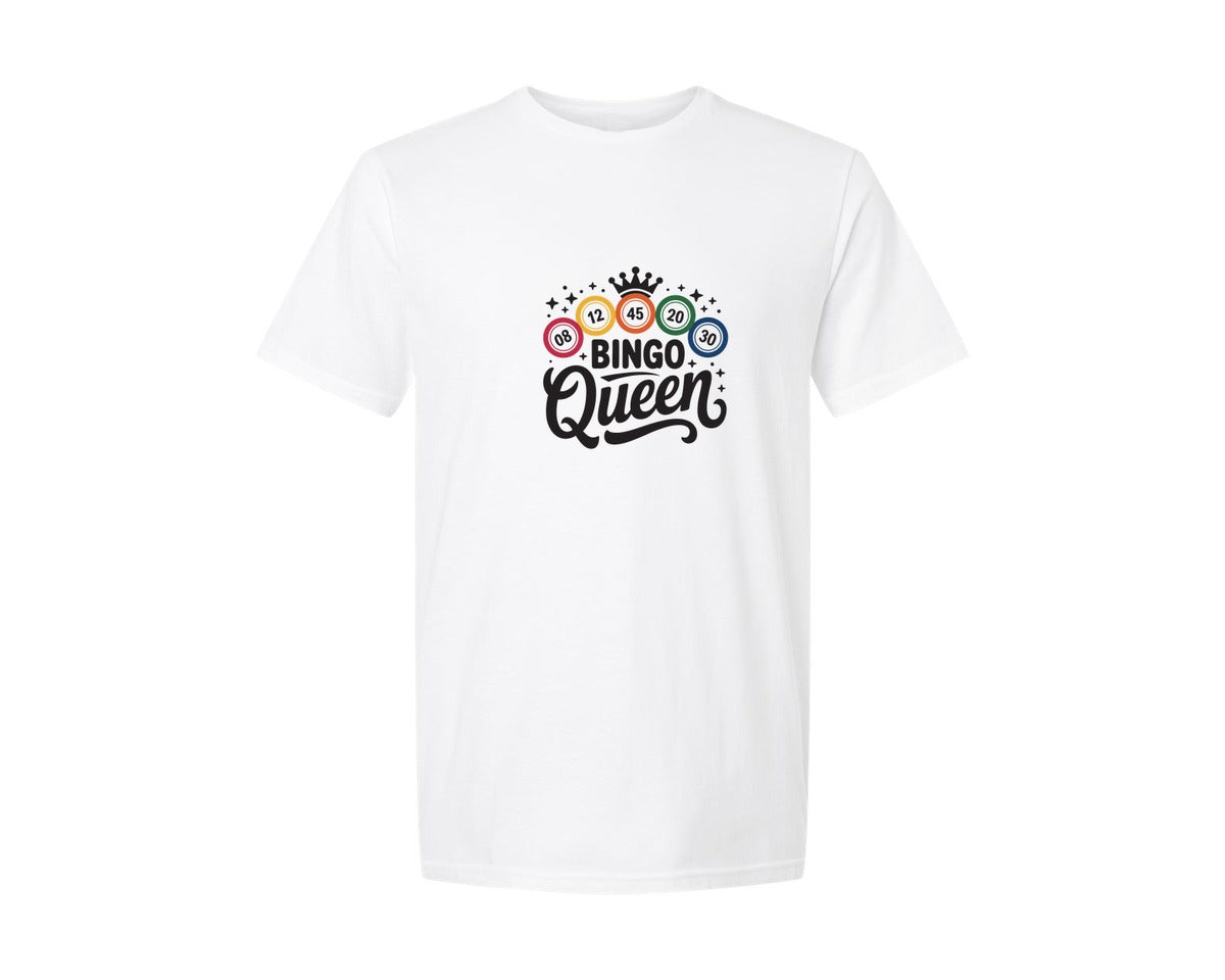 brand:Generic|color:White|Retro Bingo Queen T Shirt Graphic T-Shirt