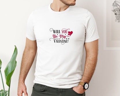 brand:Bella Canvas|color:White|Will You Be My Valentine Design 60 Graphic T-Shirt