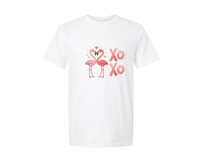 brand:Generic|color:White|Romantic Flamingo Couple Valentine Graphic T-Shirt