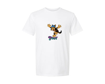 brand:Generic|color:White|German Shepherd Skating Illustration Graphic T-Shirt