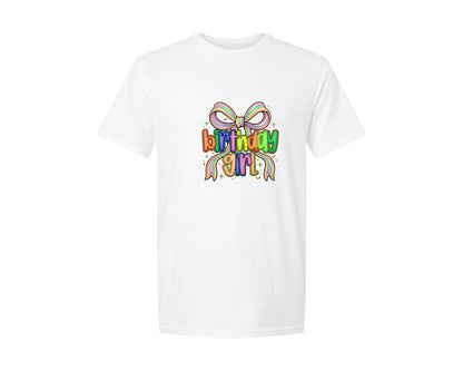 brand:Generic|color:White|Birthday Girl Bow Faux Yarn Coquette Graphic T-Shirt