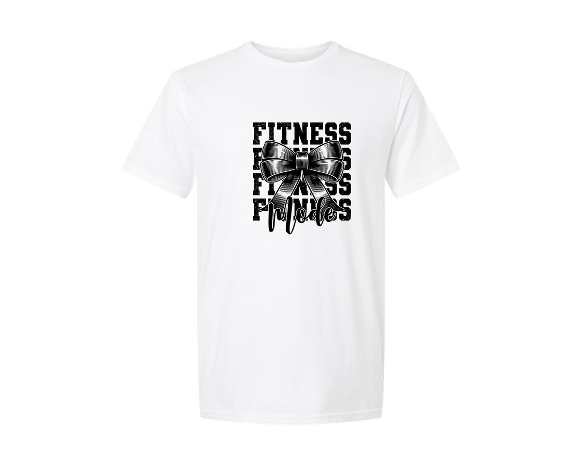 brand:Generic|color:White|Fitness Mode Retro Gym Graphic T-Shirt