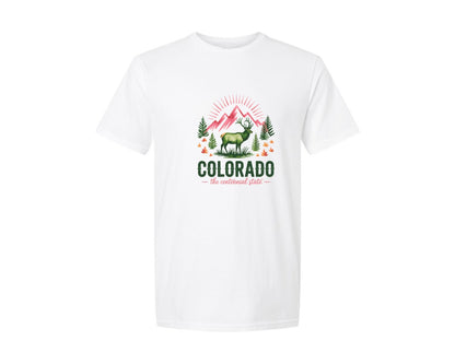 brand:Generic|color:White|Colorado The Centennial State Deer Graphic T-Shirt